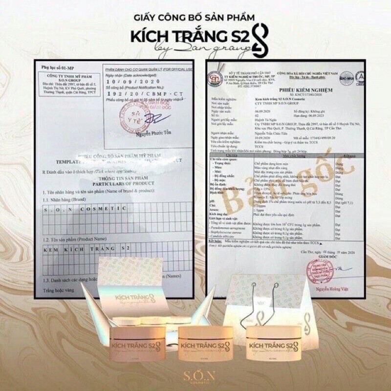 Combo Kem Body Kích Trắng Tam Sắc S2 Son Cosmetic  3 hủ Chính Hãng