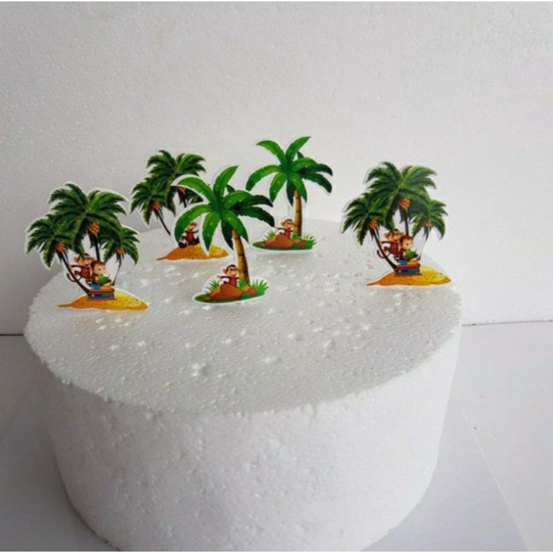 Túi 20 thẻ cắm cây dừa, đám cỏ trang trí bánh kem - set cắm giấy trang trí bánh sinh nhật
