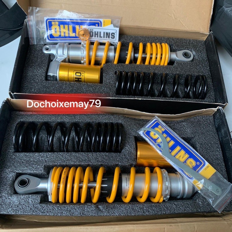 Phuộc Ohlins 2 lò xo hàng 1:1 gắn Vario, Click tặng kèm núm CNC