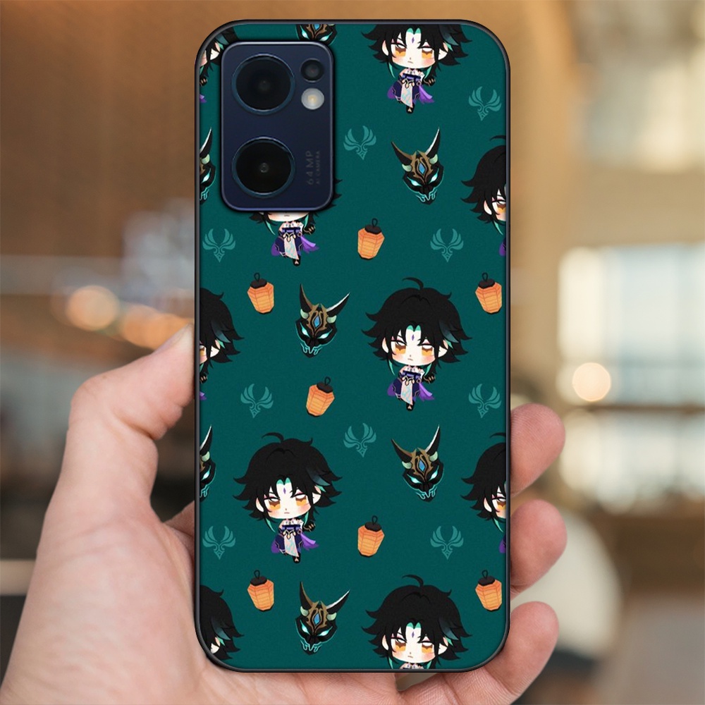 Ốp lưng Oppo Reno 7 5G viền đen in hình Xiao Genshin Impact