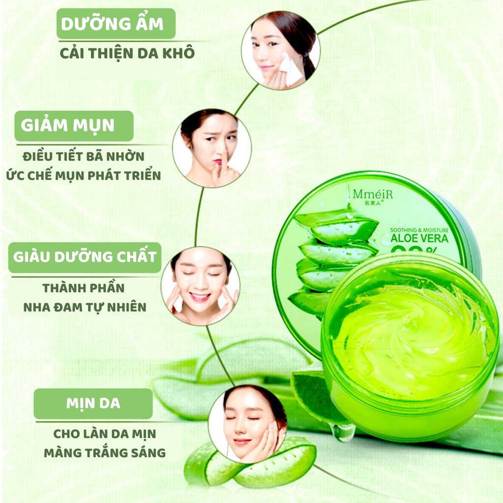 Gel Nha Đam dưỡng ẩm 98% MMEI R 300ml - Gel Lô Hội nội địa Trung dưỡng da, cấp ẩm cho da mặt