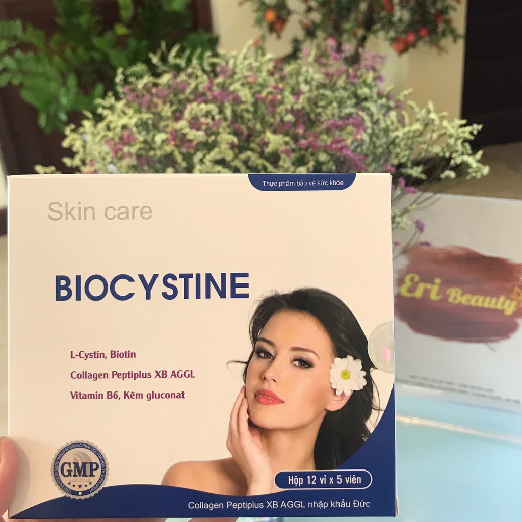 ✅[HÀNG CHÍNH HÃNG]BIOCYSTINE- Viên uống đẹp da,mọc tóc, chống lão hoá (Hộp 12 vỉ * 5 viên)