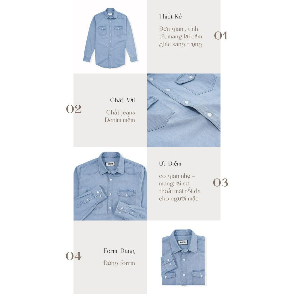 Áo Sơ Mi Nam Dài Tay Trơn BY COTTON Denim Mix Shirt