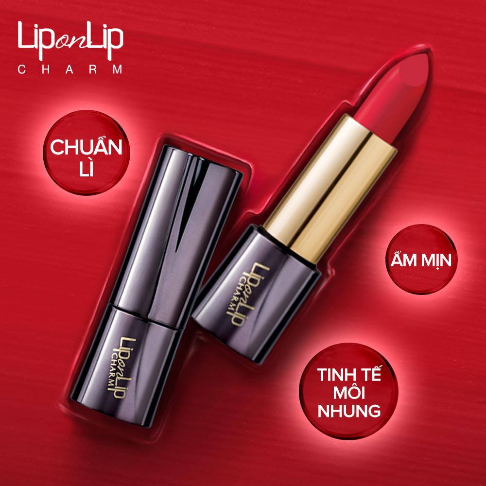 Son lì Collagen siêu mịn Lip On Lip Charm Charming Red 4g (Đỏ cổ điển)