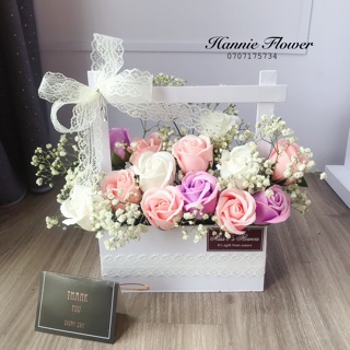 [Hannie Flower] Giỏ hoa sáp phối bi