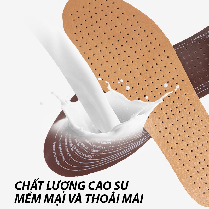 Miếng lót giày da chất liệu cao su latex mềm mại, thoáng khí, thấm mồ hôi unisex (1 Cặp)