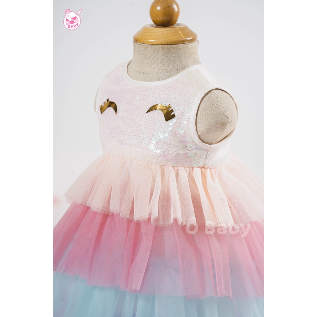 Váy công chúa Kỳ Lân Unicorn cho bé sơ sinh, 3 tầng voan mềm điệu đà diện sinh nhật, đầy tháng, thôi nôi
