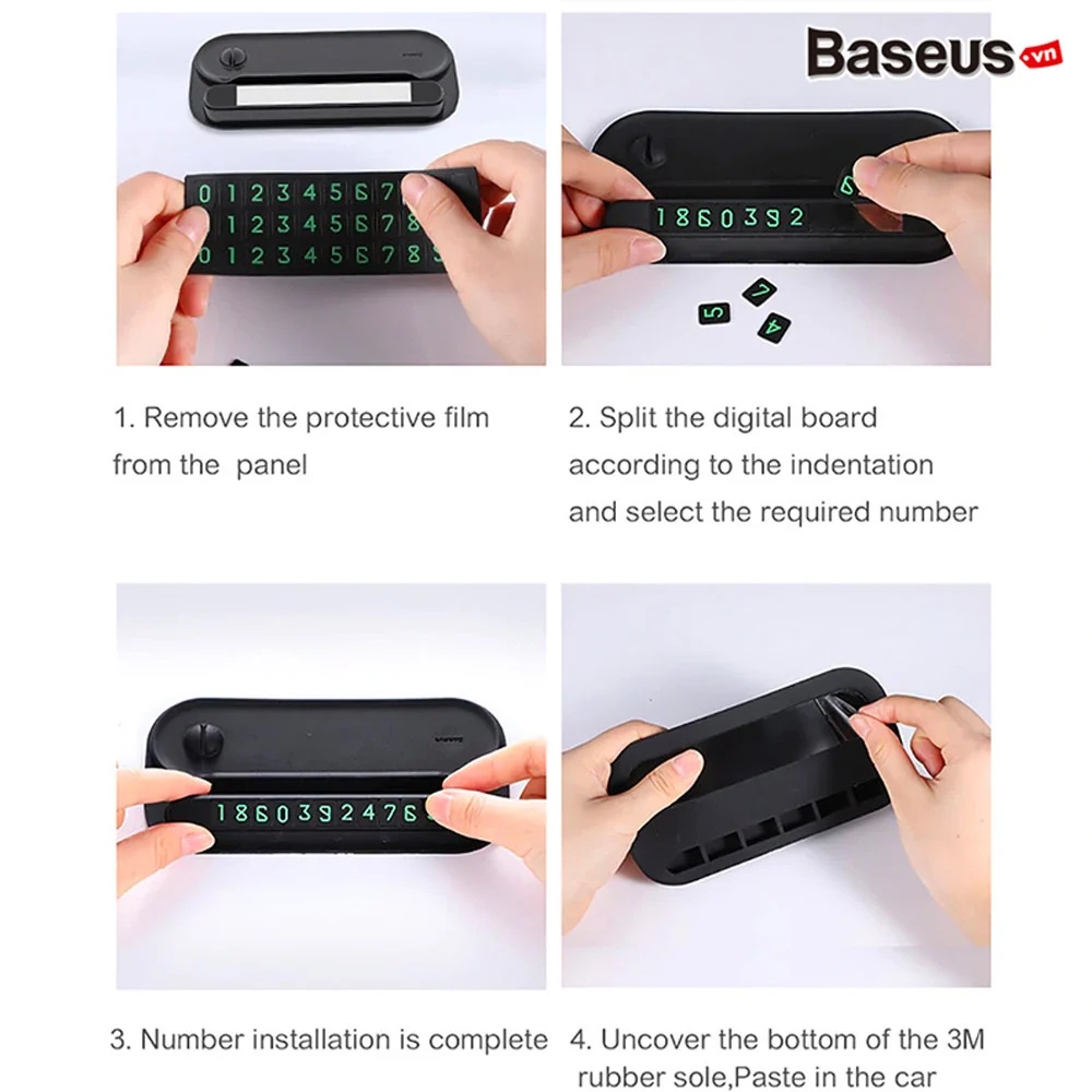 Bộ đế giữ điện thoại trên xe hơi tích hợp bảng số điện thoại Baseus