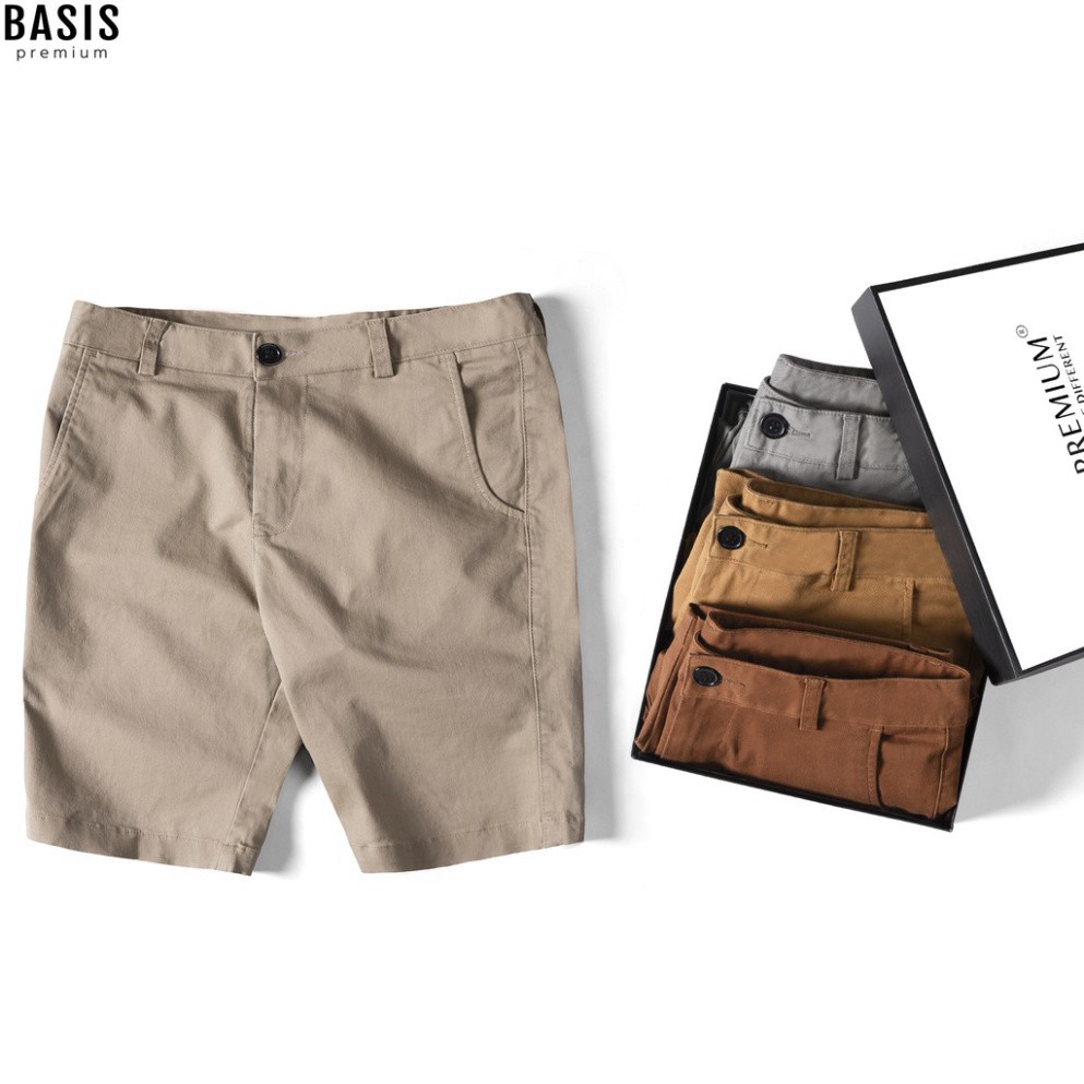 Quần short kaki nam Basis màu mới, chất liệu kaki nhung cao cấp QK01