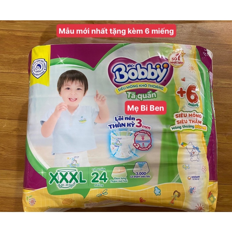 [Mẫu mới TẶNG KÈM 6 MiẾNG] Tã quần Bobby Size XXXL24 dành cho bé 20-35kg