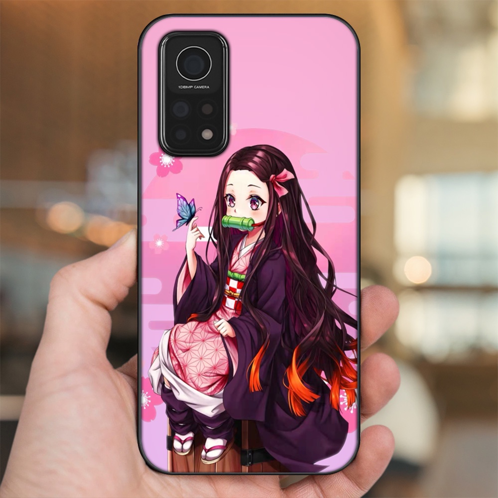 Ốp lưng Xiaomi Mi 10T Pro 5G viền đen in hình Nezuko Kimetsu no Yaiba