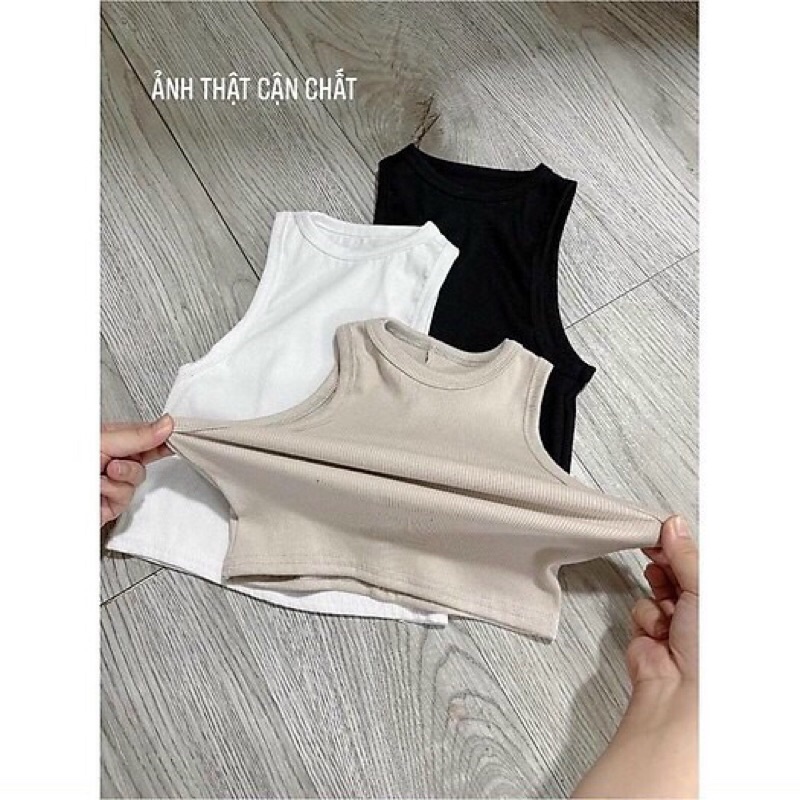 Áo Ba Lỗ Nữ Xuất Khẩu Dáng Croptop Cotton Tăm Siêu Mềm Mịn