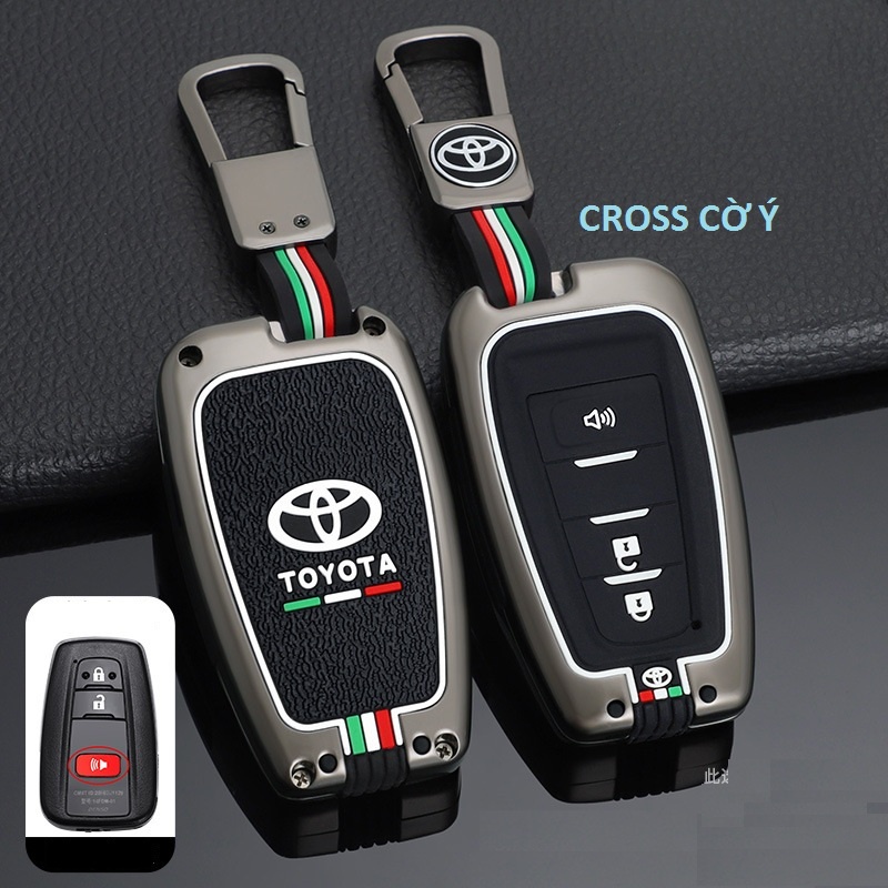 ✨Mới✨ Ốp Chìa Khóa Xe Toyota Cross, Camry, Altis 22 Hợp Kim Mẫu Cờ Ý