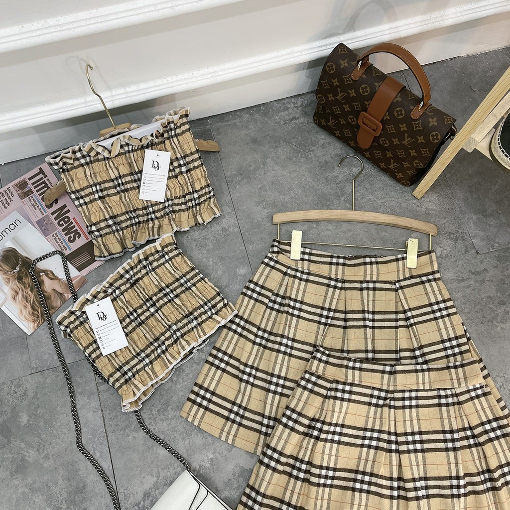 [Mã FAMAYWA2 giảm 10K đơn 50K] Set Áo Quây Croptop Rúm Ngực Chân Váy Ly Xòe | BigBuy360 - bigbuy360.vn