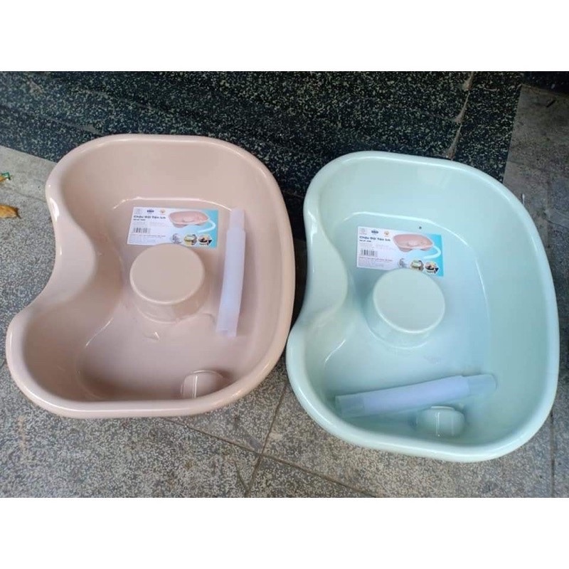 Chậu gội đầu tiện ích tại giường,tại nhà dùng cho người già,trẻ em,bà bầu chất liệu nhựa Việt Nhật có ống thoát nước