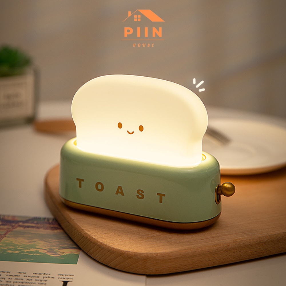 Đèn ngủ hình máy nướng bánh mỳ nhiều chế độ sáng có hẹn giờ PIIN HOUSE, quà tặng dễ thương