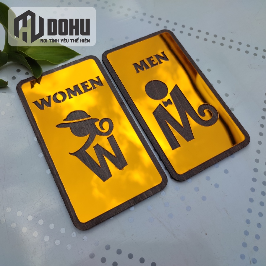 Bảng Gương Vàng Nhà Vệ Sinh - Toilet - WC Nam Nữ - Sang Trọng  - DH111