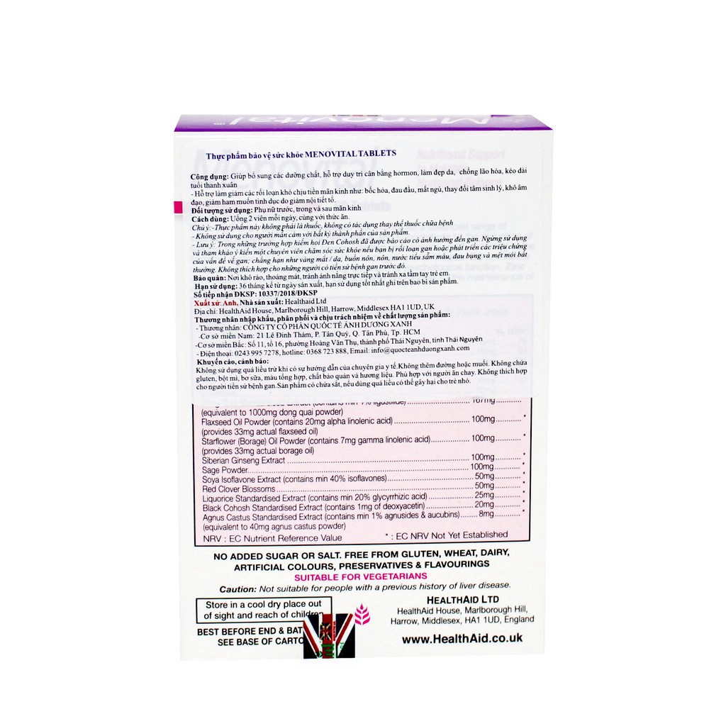 ❤️ Menovital - HealthAid - Hộp 60 Viên - Cân bằng Nội Tiết Tố, Chống Lão Hóa, Làm Đẹp Da | BigBuy360 - bigbuy360.vn
