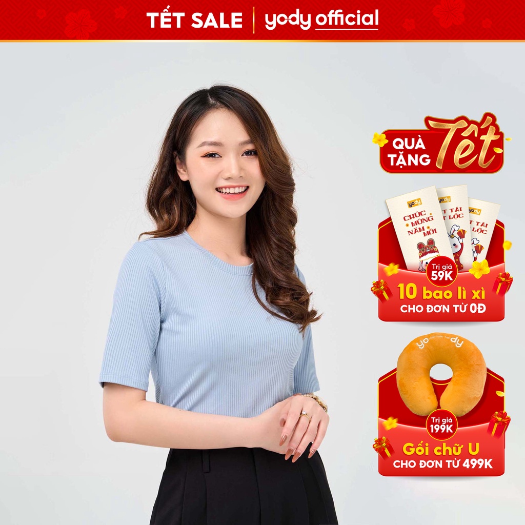 Áo thun nữ Yody cổ tròn tay lỡ mềm mịn trẻ trung ATN4272