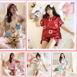 Đồ bộ nữ pijama mặc nhà, bộ ngủ lụa cao cấp tay cộc quần cộc bigsize mùa hè chất vải mềm mịn HE01.1