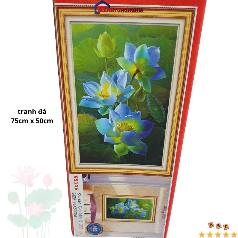Tranh đính đá hoa sen ngát hương 75cm x 50cm