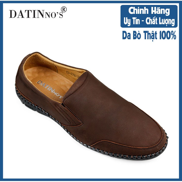 Giày Mọi, Giày Lười Nam Da Bò Cao Cấp DATINNOS (Nâu) - PG776