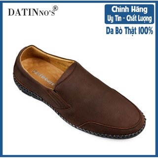 Giày Mọi, Giày Lười Nam Da Bò Cao Cấp DATINNOS (Nâu) - PG776