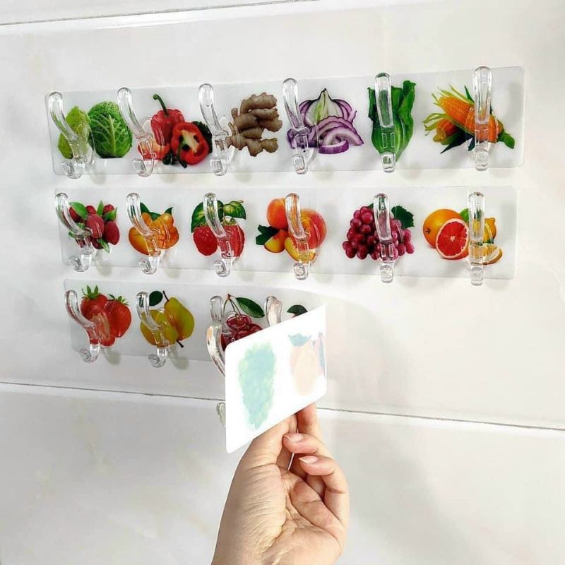 Vỉ 6 móc treo dán tường hoa