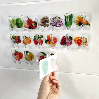 Vỉ 6 móc treo dán tường hoa