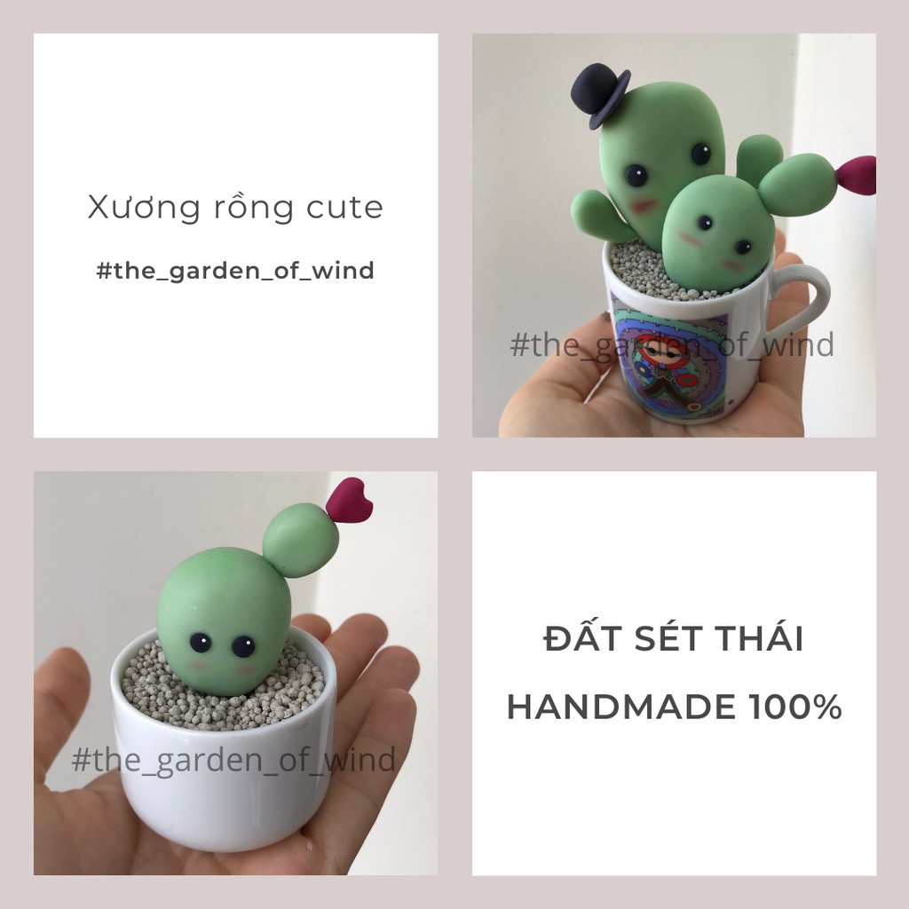 Cây giả - Xương rồng đất sét cute trang trí bàn làm việc, góc học tập - TheGardenOfWind