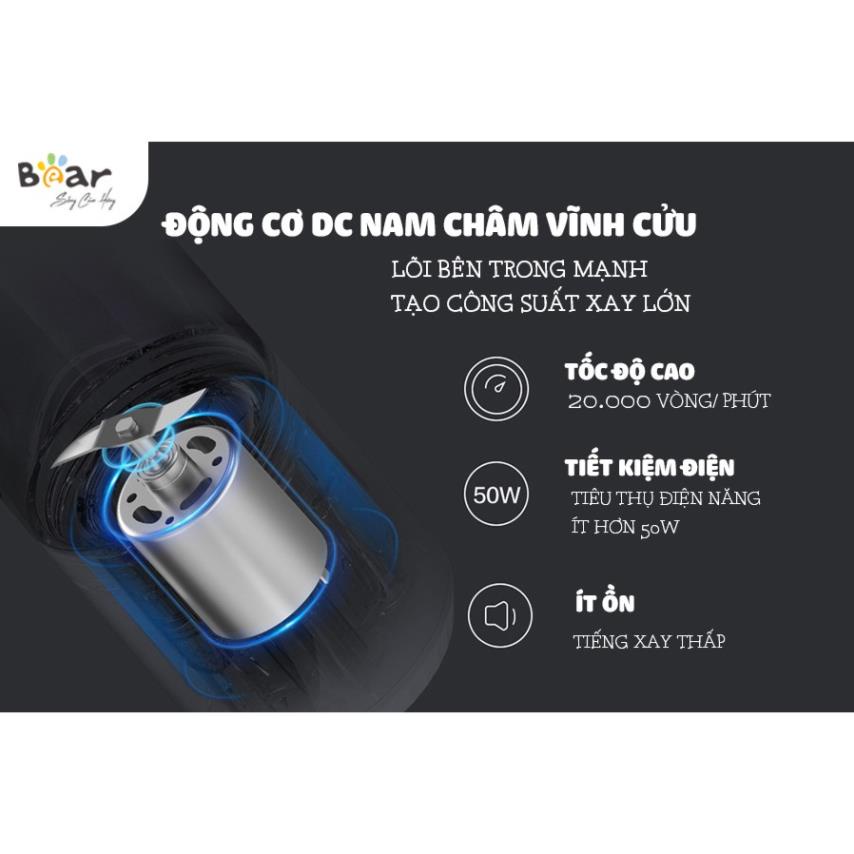 Máy xay sinh tố đa năng Bear LLJ-D04L1 dung tích 350ml tích hợp pin sạch điện lưỡi dao innox 304 sắc bén - Hàng Quốc Tế