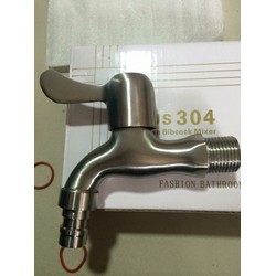 vòi hồ inox304 không gỉ, có mỏ, xả xô , sân vườn,máy giặt, tưới cây inox 304, vòi ren 21