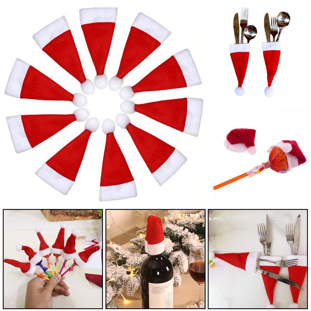 CONOPERY Bộ 10 Nón Kẹo Mút Mini Trang Trí Giáng Sinh