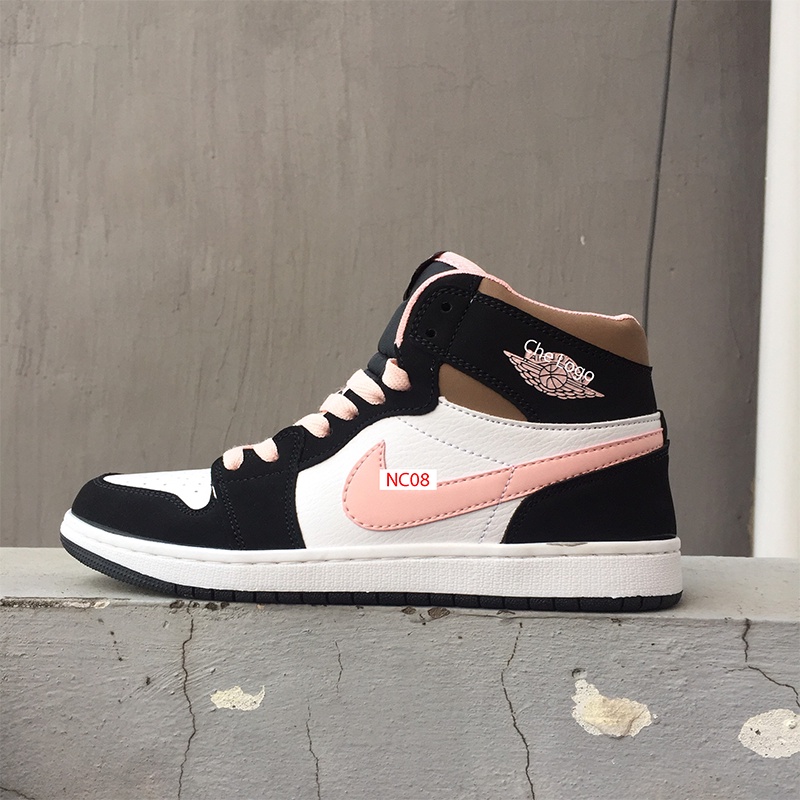 Giày thể thao nam nữ Nike Jordan Panda JD1 Đen Trắng vạch hồng Cổ Cao