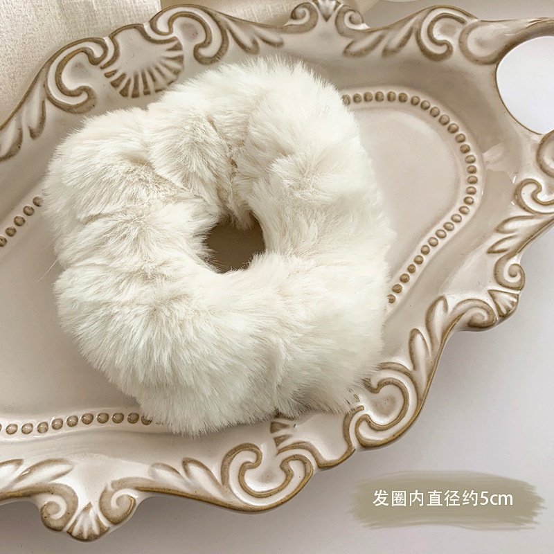 Dây buộc tóc cao su phối vải lông đơn giản thời trang 47782