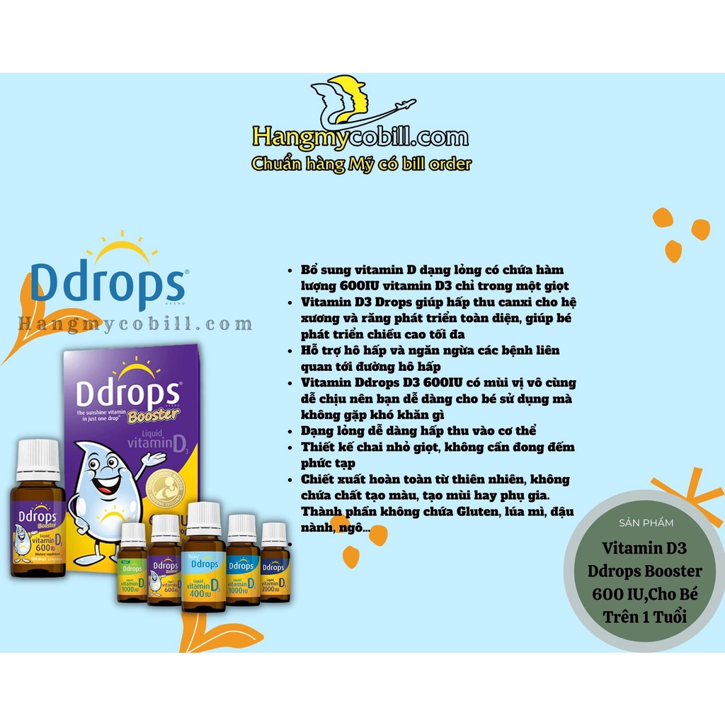 Vitamin D3 Ddrops Booster 600iu (Vitamin d cho trẻ trên 1 tuổi)