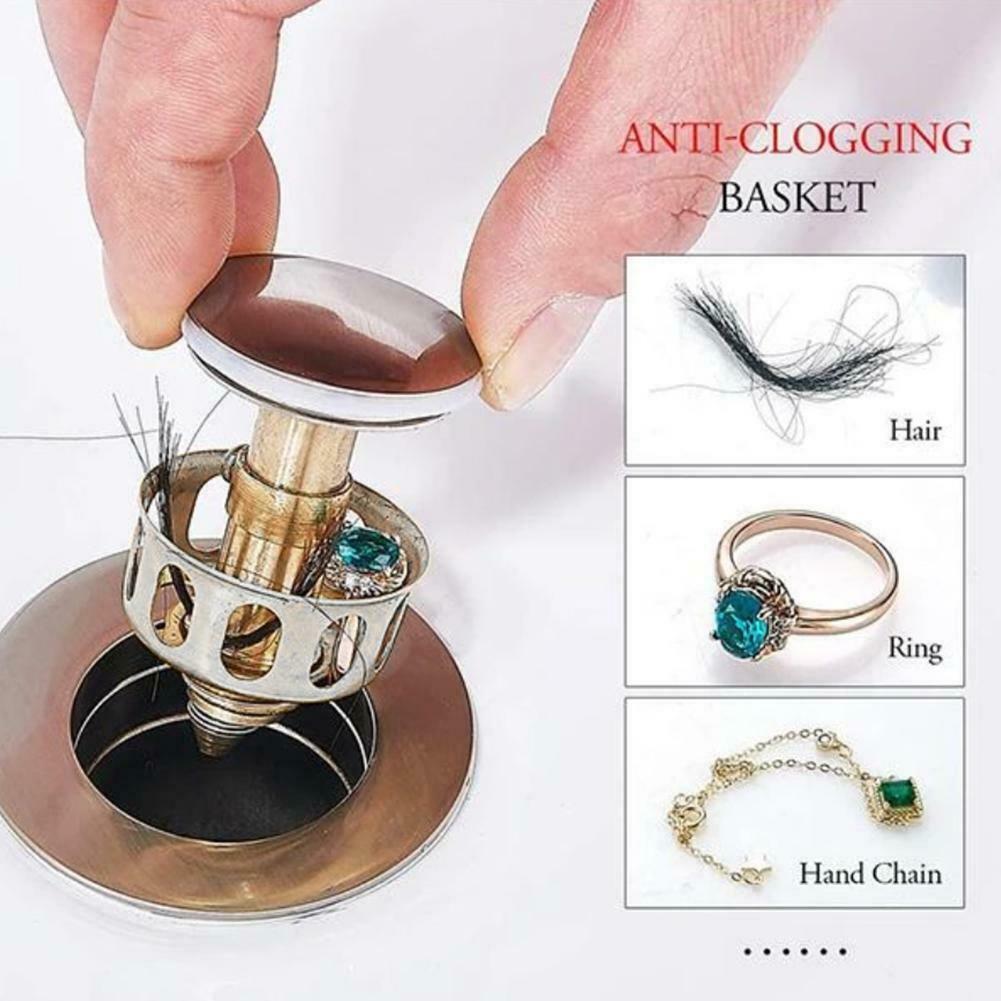 Nút bịt ống thoát nước bồn rửa tay thiết kế có ngăn chứa giữ tóc bẩn/ đồ dùng tiện dụng