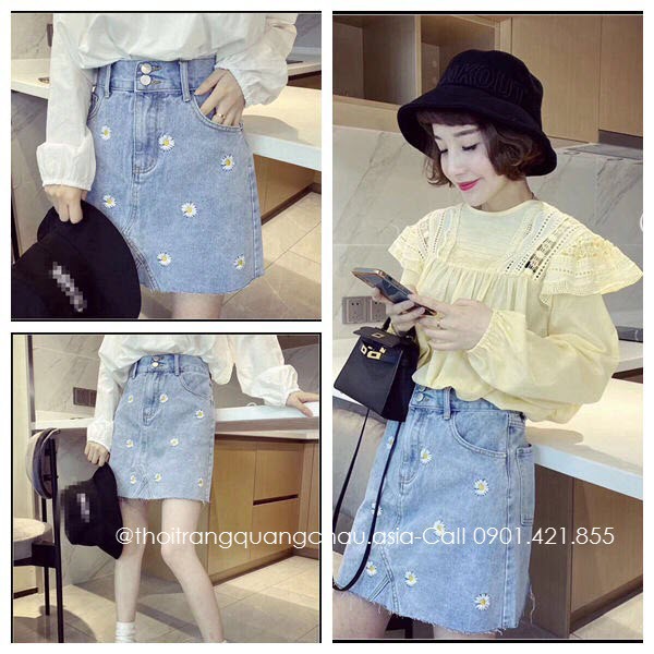 (Hàng Nhập) Váy Jean Hoa Cúc “Phong Cách Hàn Quốc” Mã QC89