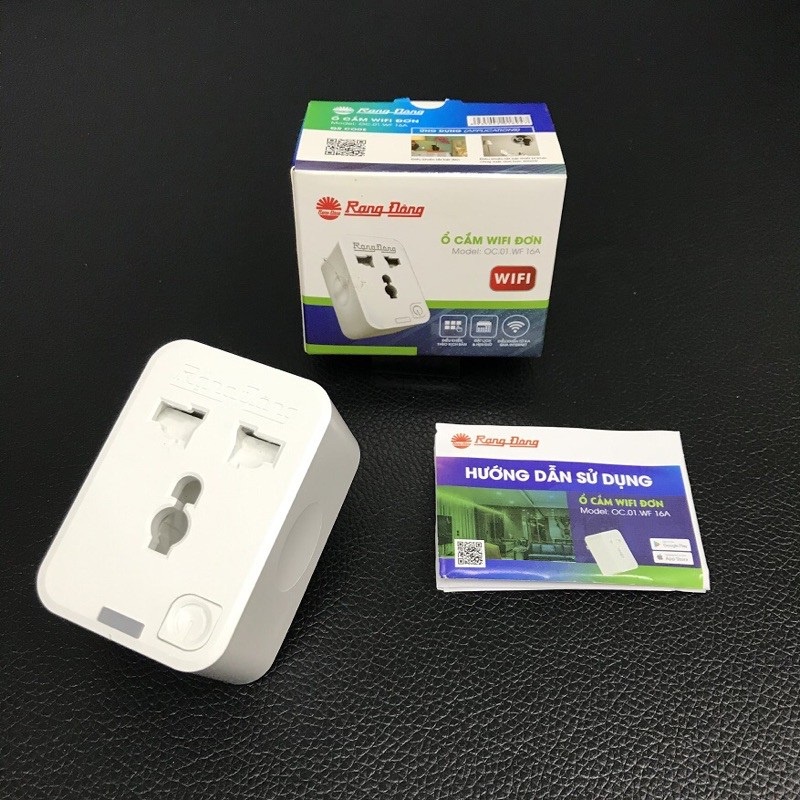 Ổ cắm điện thông minh, ổ cắm Wifi Rạng Đông 16A, điều khiển từ xa bằng Wifi trên điện thoại