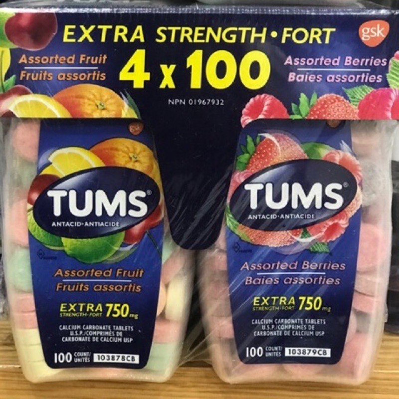 (date /2026) Kẹo nhai Tums Extra Strength 100 viên