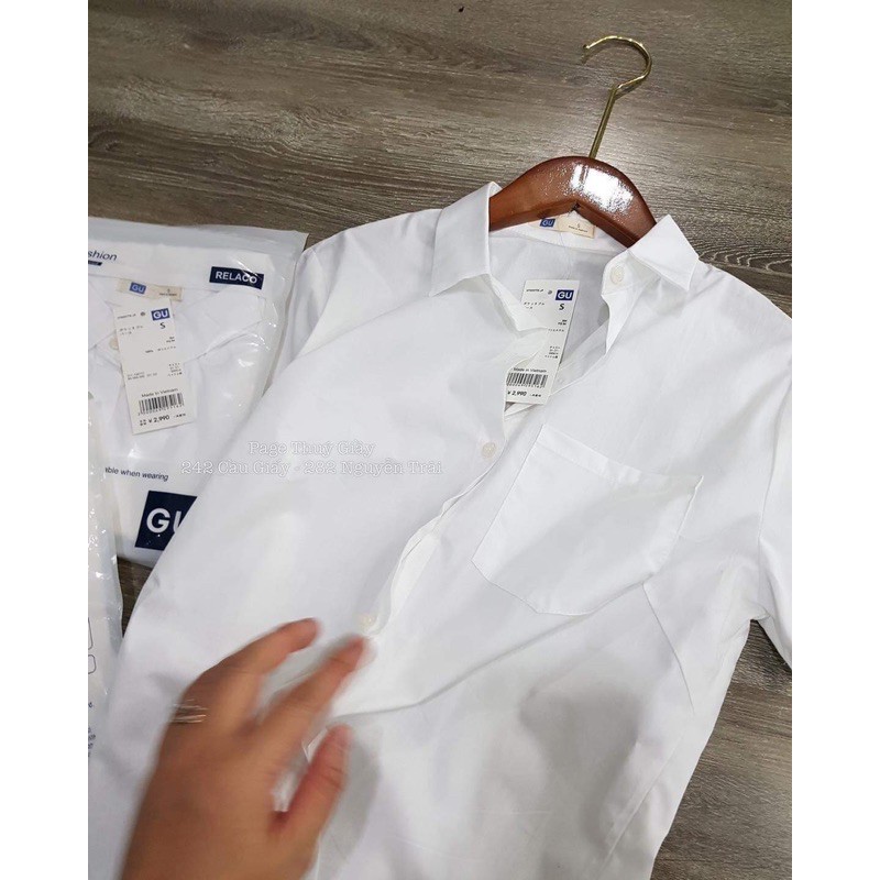 áo sơ mi trắng cộc tay g.u