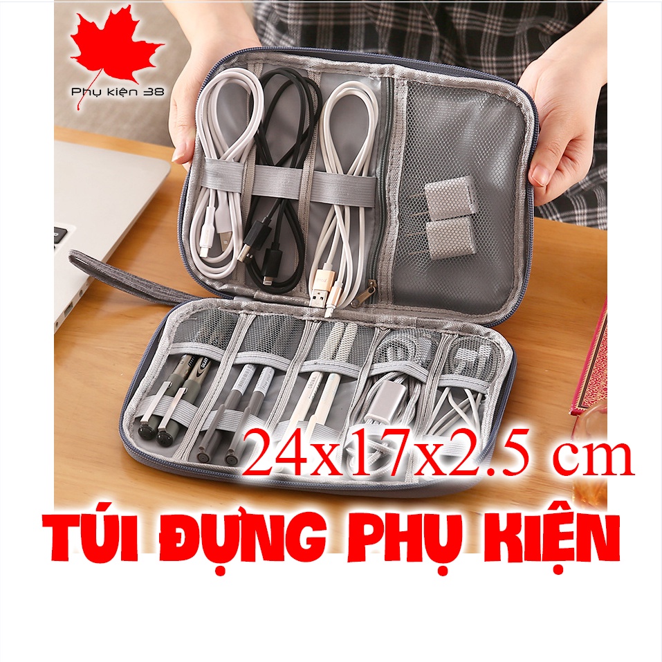Túi đựng điện thoại - túi phụ kiện cáp sạc tai nghe sạc dự phòng chứa được nhiều hơn