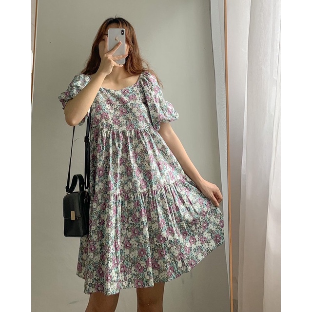 Váy babydoll hoa nhí