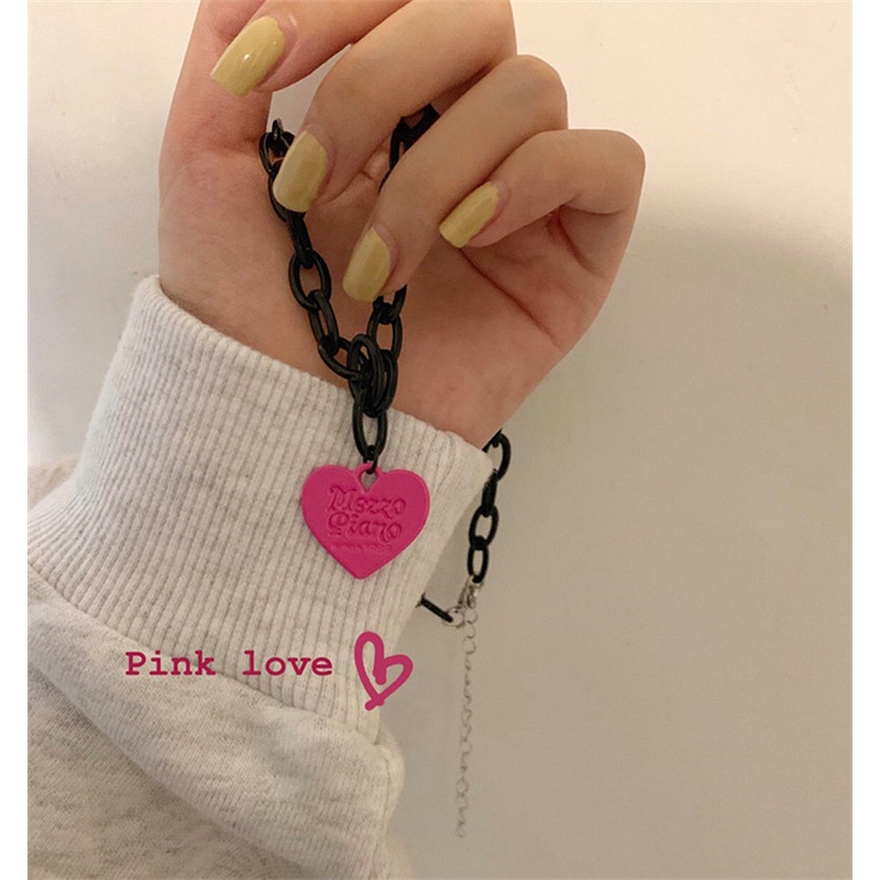 Vòng cổ nữ mặt hình trái tim bằng nhựa thời trang phong cách hip hop