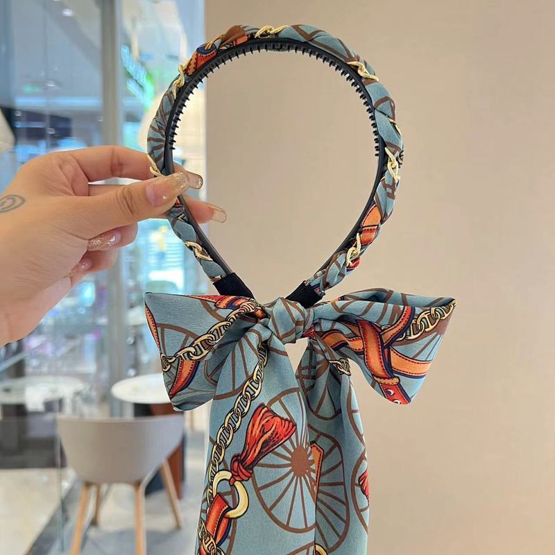 Dây Cột Tóc Ruy Băng Màu Xanh Dương / Nâu Thời Trang Mùa Hè Phong Cách