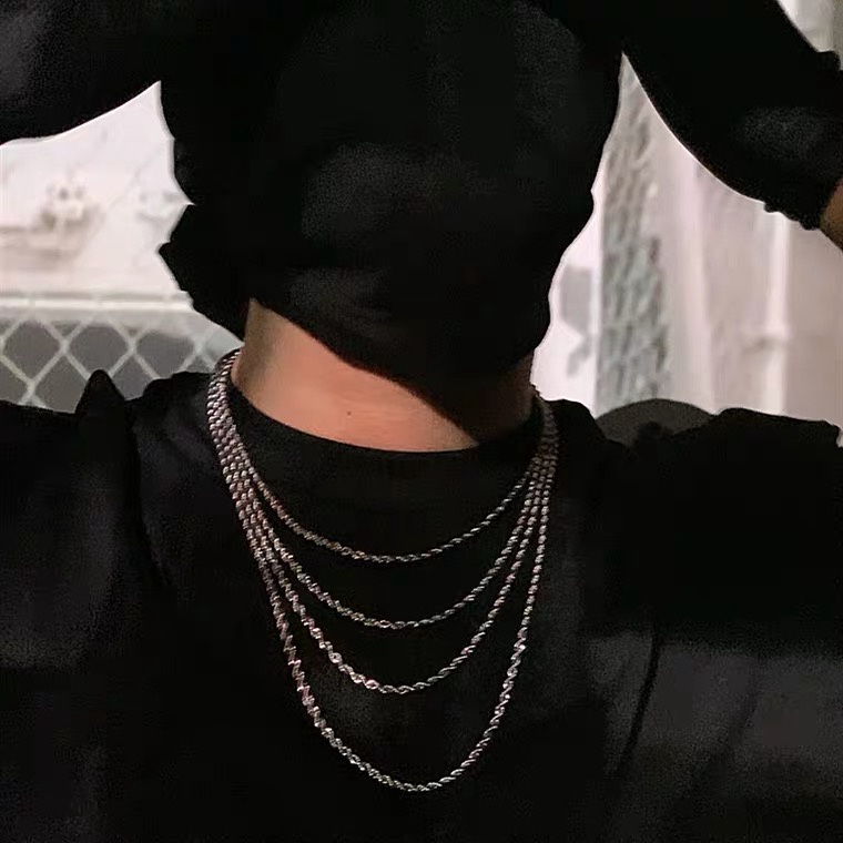 Vòng cổ thép titan mạ bạc phong cách hip hop Âu Mỹ không gây dị ứng