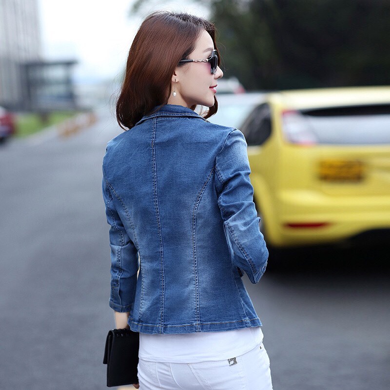 Áo khoác jean kiểu tay dài vest size M L