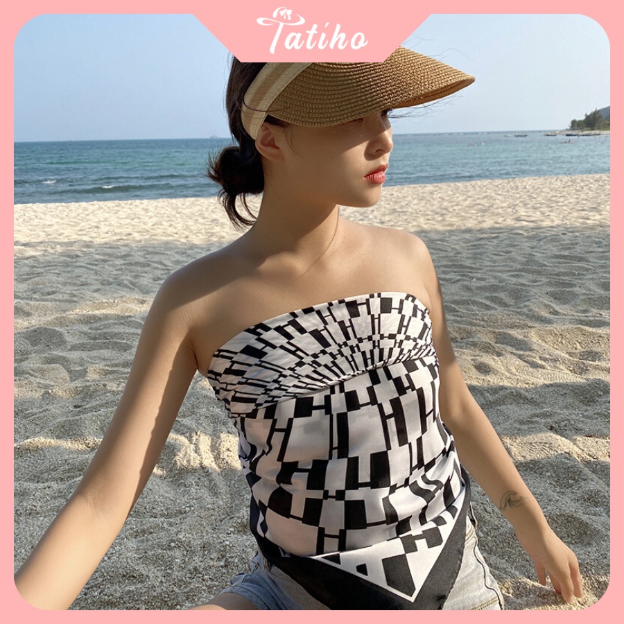 Khăn Lụa Vuông Turban Cao Cấp Họa Tiết Hình Chữ &quot;H&quot; Làm Áo Quàng Cổ - Chất Liệu Silk - 90x90cm - Tatiho - Mã KL055