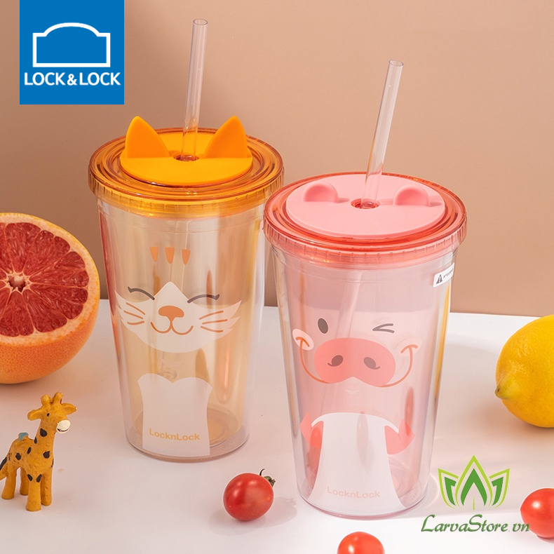 Ly nhựa 2 lớp Animal LocknLock  Double Wall Cold Cup 520ml HAP511 - HAP512