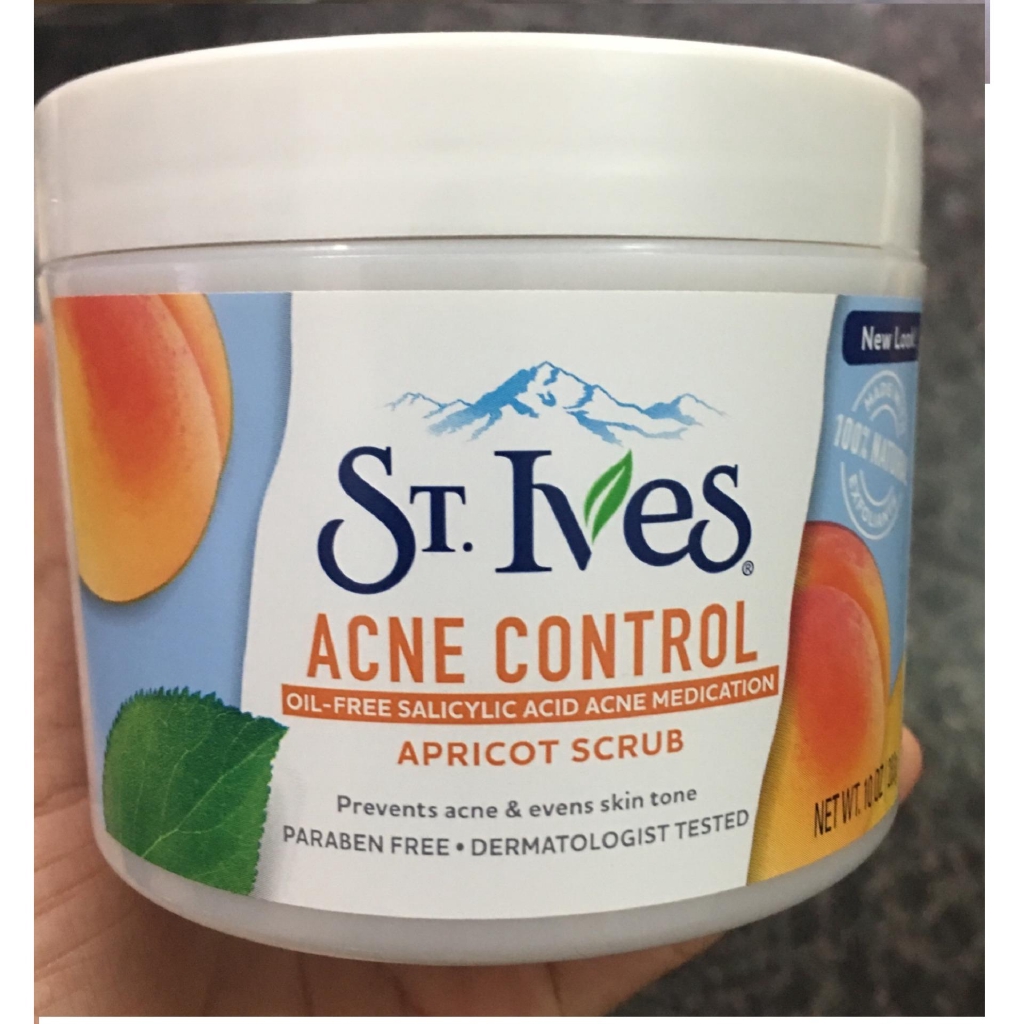 (NEW 2018)-Kem tẩy tế bào da St.ives hương mơ  Acne Control- dành cho da mụn 283g